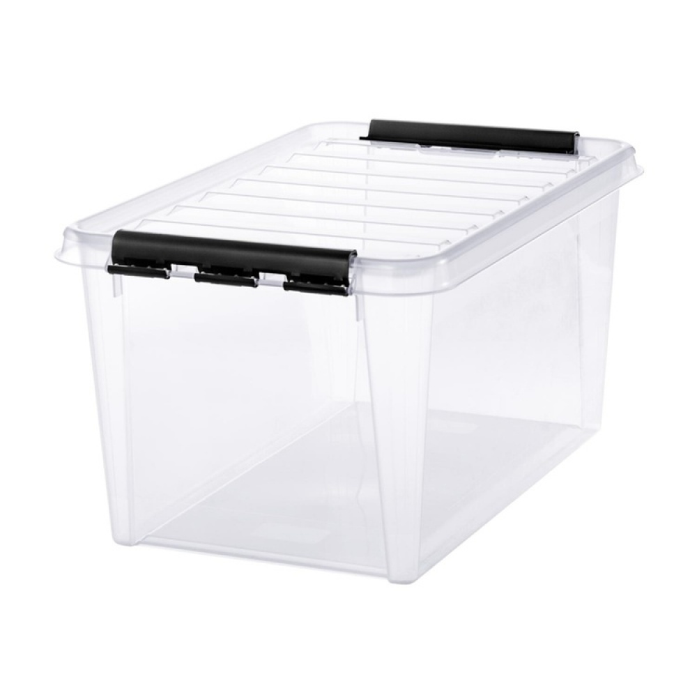 Suuri säilytyslaatikko kannella 46 l, SmartStore, kirkas/musta ryhmässä Säilytys / Säilytyskorit @ SmartaSaker.se (41879)