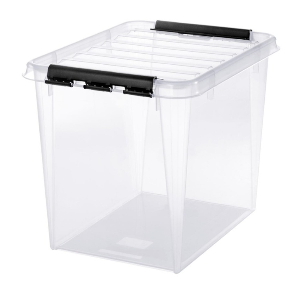 Suuri säilytyslaatikko kannella 52 l, SmartStore, kirkas/musta ryhmässä Säilytys / Säilytyskorit @ SmartaSaker.se (41880)