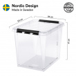 Suuri säilytyslaatikko kannella 52 l, SmartStore, kirkas/musta