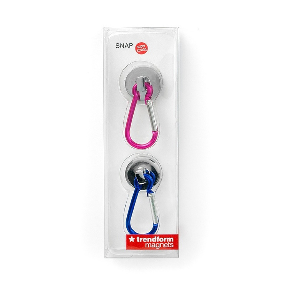 Magneetti karabiinihaalla 2-pack, Sininen/Pinkki ryhmässä Säilytys / Magnetit ja itsekiinnittyvät / Magnettikoukkuja @ SmartaSaker.se (41953)