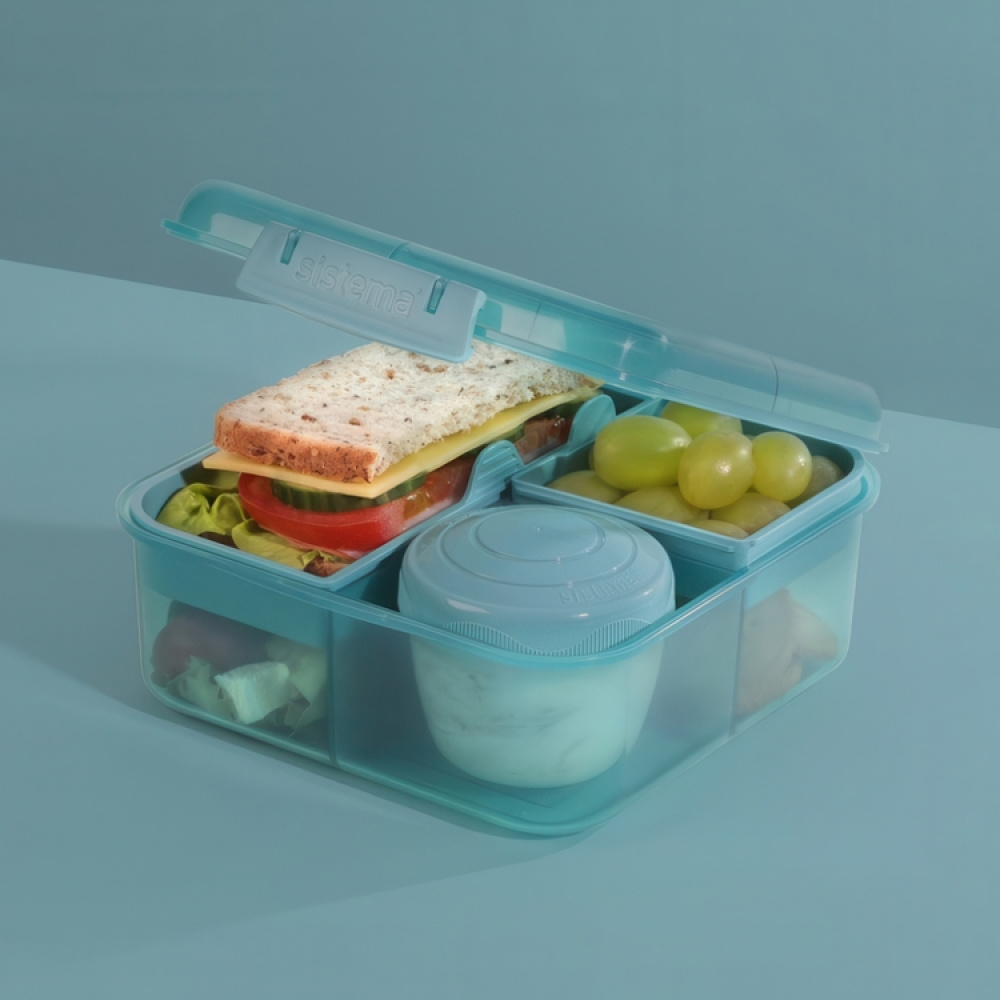 Bento-eväsrasia lokeroilla ja purkilla 1,25 l, Sistema ryhmässä Säilytys / Keittiön säilytys / Ruoan säilytysastiat / Lounaslaatikoita ja Bento @ SmartaSaker.se (42119)