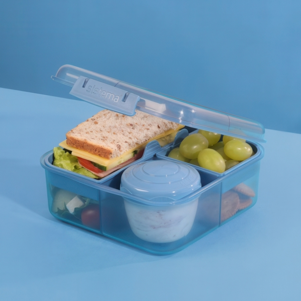 Bento-eväsrasia lokeroilla ja purkilla 1,25 l, Sistema ryhmässä Säilytys / Keittiön säilytys / Ruoan säilytysastiat / Lounaslaatikoita ja Bento @ SmartaSaker.se (42119)