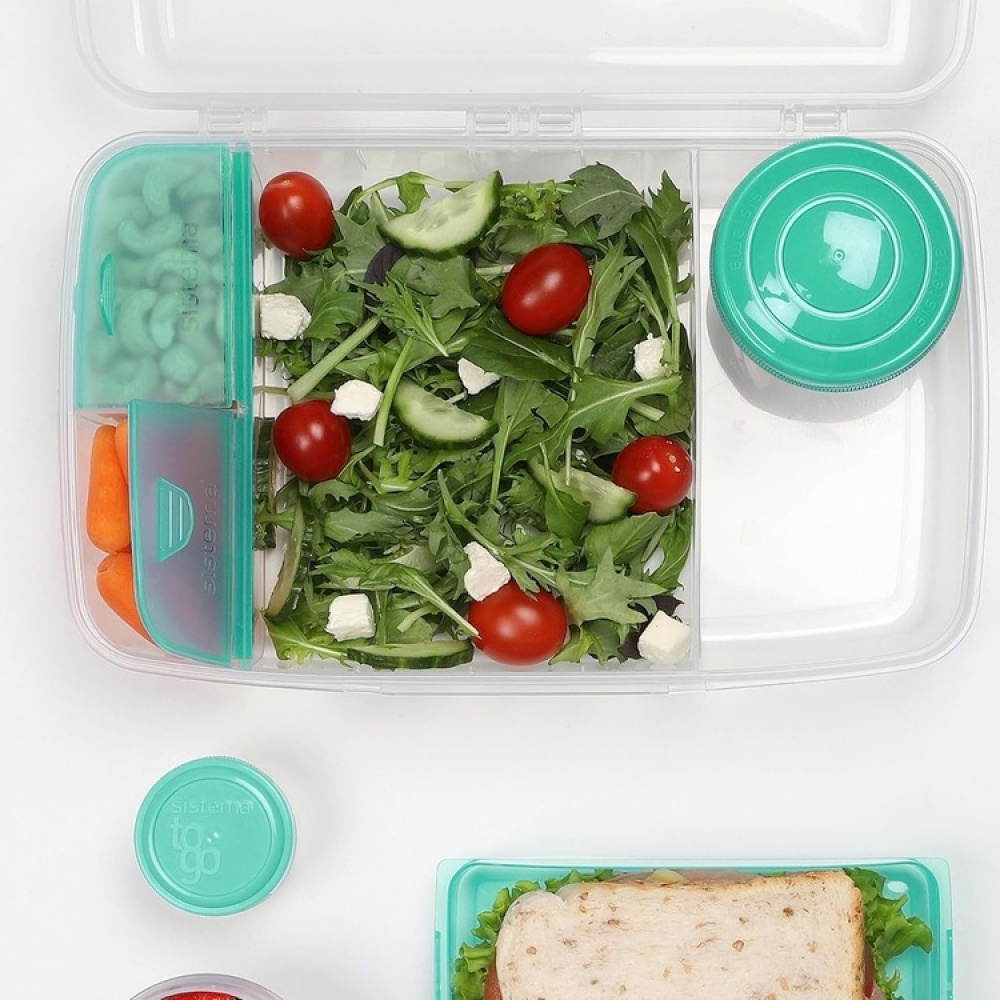 Bento-eväsrasia lokeroilla ja purkilla 1,76 l, Sistema ryhmässä Säilytys / Keittiön säilytys / Ruoan säilytysastiat / Lounaslaatikoita ja Bento @ SmartaSaker.se (42120)