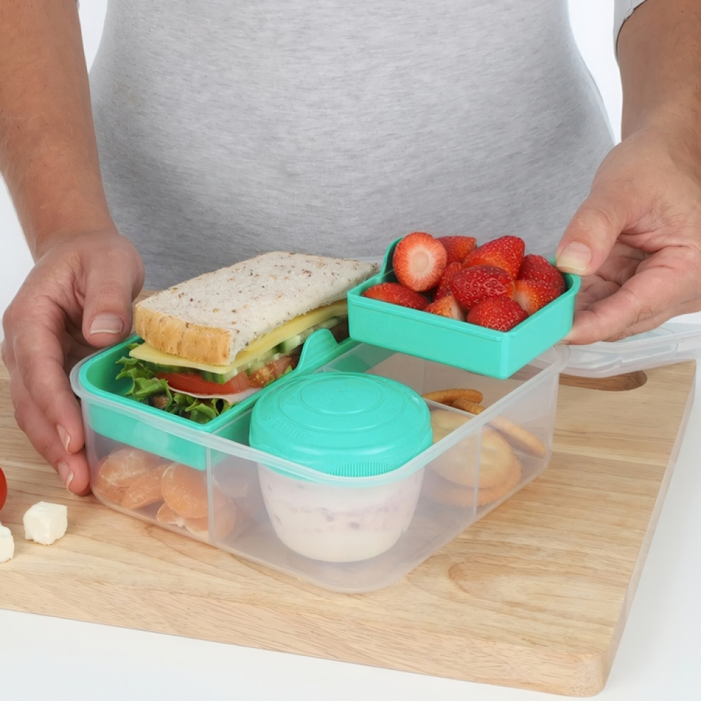 Bento-rasia, 5 lokeroa ja purkki 1,25 l, Sistema ryhmässä Säilytys / Keittiön säilytys / Ruoan säilytysastiat / Lounaslaatikoita ja Bento @ SmartaSaker.se (42122)