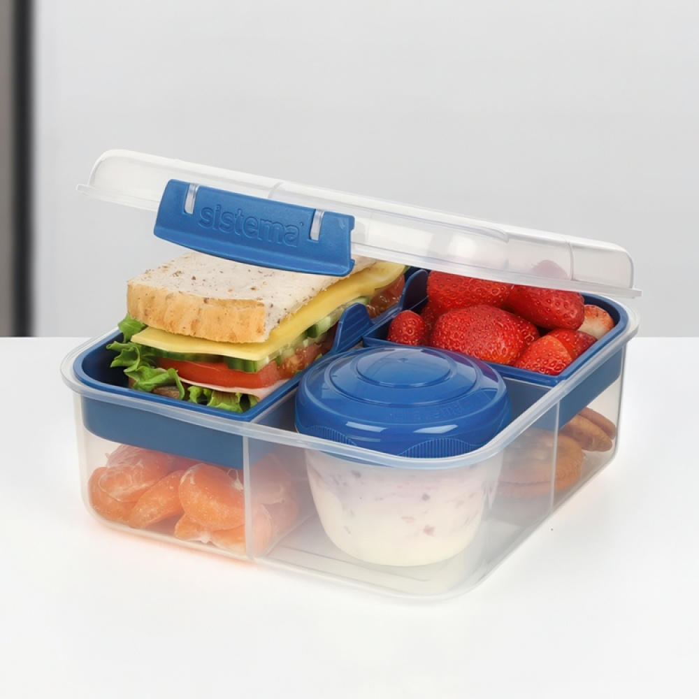 Bento-rasia, 5 lokeroa ja purkki 1,25 l, Sistema ryhmässä Säilytys / Keittiön säilytys / Ruoan säilytysastiat / Lounaslaatikoita ja Bento @ SmartaSaker.se (42122)