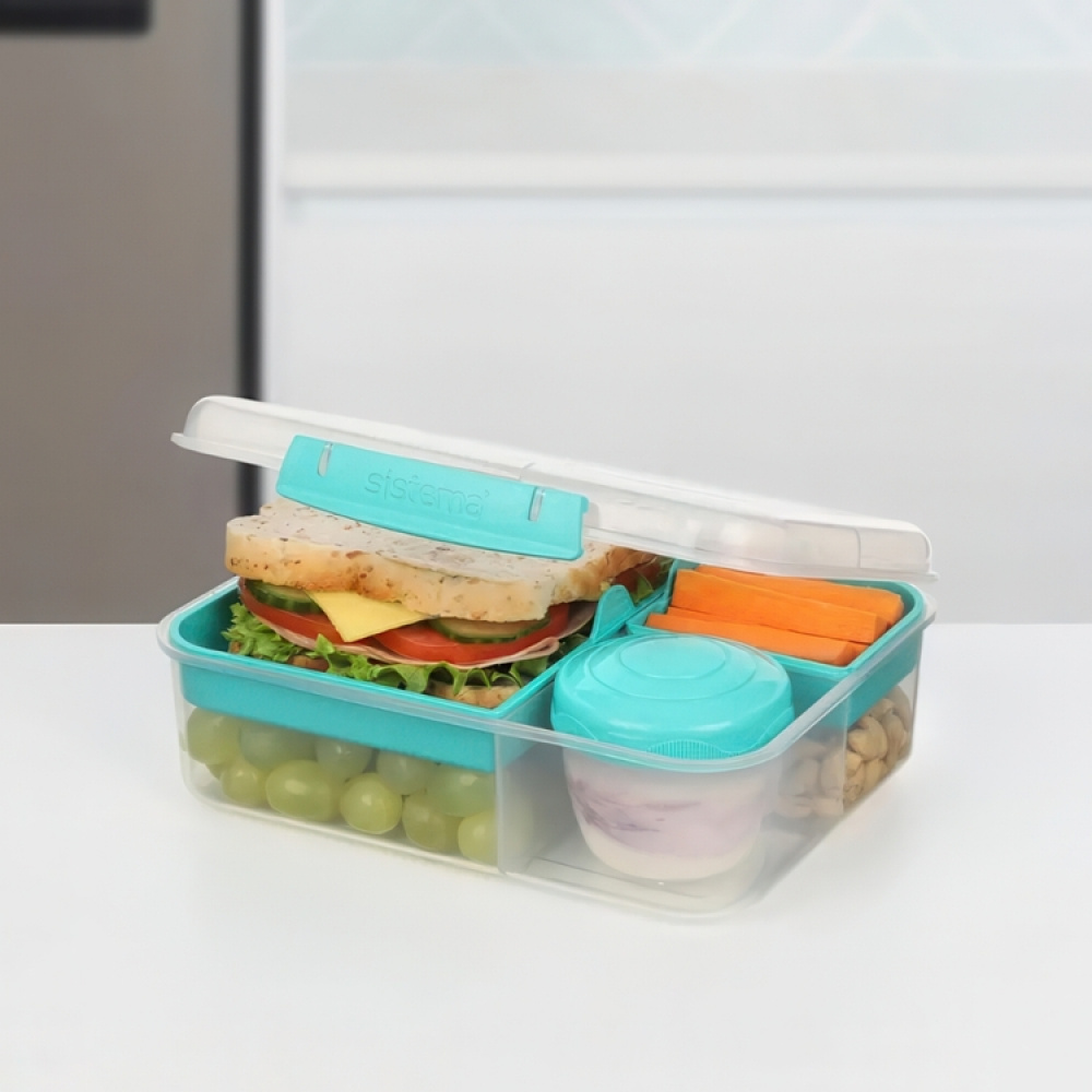 Bento-rasia 5 lokerolla ja purkilla 1,65 l, Sistema ryhmässä Säilytys / Keittiön säilytys / Ruoan säilytysastiat / Lounaslaatikoita ja Bento @ SmartaSaker.se (42124)