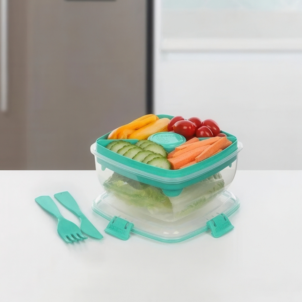 Salaattirasia ruokailuvälineillä 1,1 l, Sistema, minttu ryhmässä Säilytys / Keittiön säilytys / Ruoan säilytysastiat / SmartStore ruokalaatikot @ SmartaSaker.se (42171)