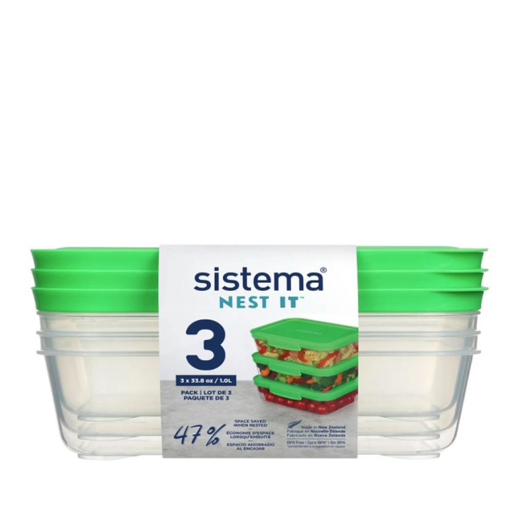 Muovinen ruokarasia 3 kpl 1 l, Sistema ryhmässä Säilytys / Keittiön säilytys / Ruoan säilytysastiat / Muovilaatikot @ SmartaSaker.se (42197)