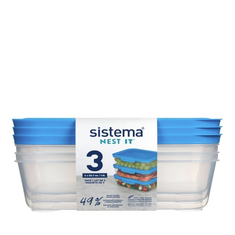 Ruokarasiat muovia 3 kpl, 1,5 l, Sistema ryhmässä Säilytys / Keittiön säilytys / Ruoan säilytysastiat / Muovilaatikot @ SmartaSaker.se (42198)