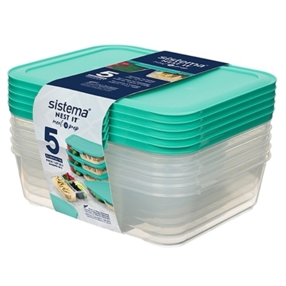 Kolmiosainen ruokarasia 5-pakkaus 1,9 l, Sistema ryhmässä Säilytys / Keittiön säilytys / Ruoan säilytysastiat / Muovilaatikot @ SmartaSaker.se (42201)
