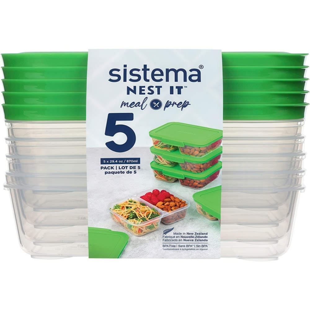 Kaksiosainen ruokarasia 5-pack 0,87L, Sistema ryhmässä Säilytys / Keittiön säilytys / Ruoan säilytysastiat / SmartStore ruokalaatikot @ SmartaSaker.se (42209)