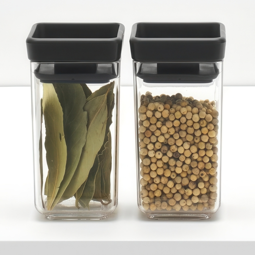 Mini-säilytyspurkki 2 kpl, Brabantia, tummanharmaa ryhmässä Säilytys / Keittiön säilytys / Ruoan säilytysastiat / Muovilaatikot @ SmartaSaker.se (42244)