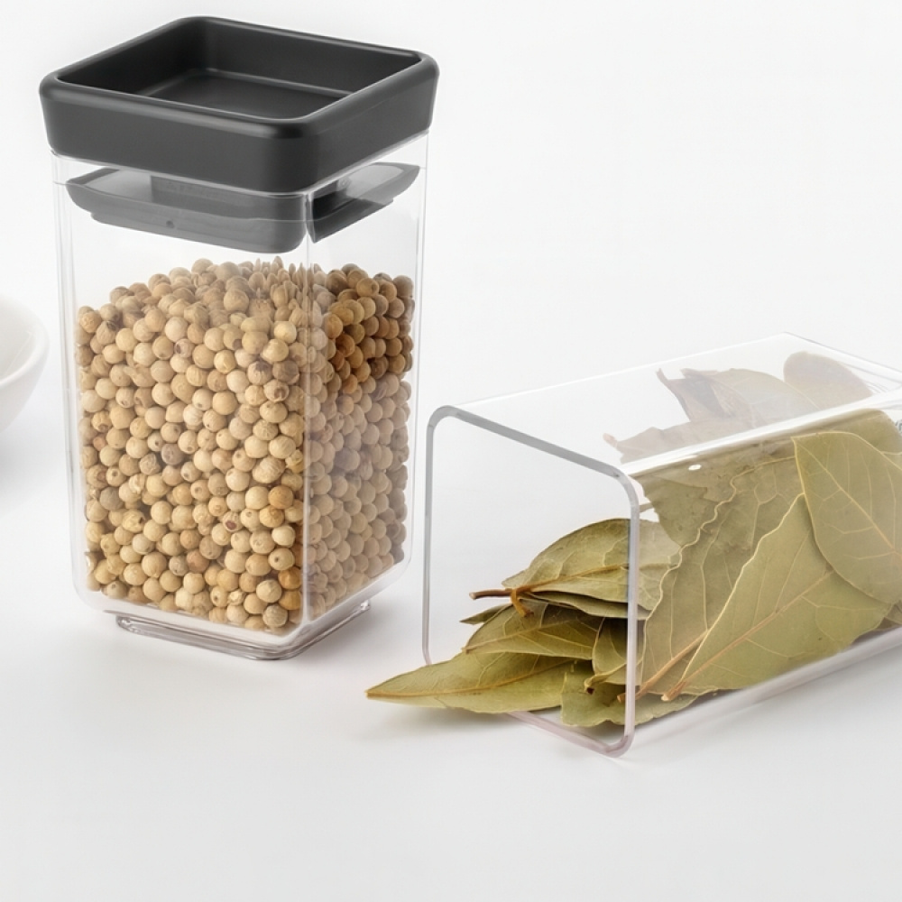 Mini-säilytyspurkki 2 kpl, Brabantia, tummanharmaa ryhmässä Säilytys / Keittiön säilytys / Ruoan säilytysastiat / Muovilaatikot @ SmartaSaker.se (42244)