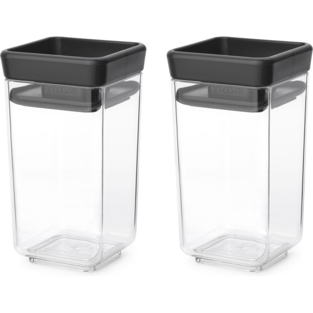 Mini-säilytyspurkki 2 kpl, Brabantia, tummanharmaa ryhmässä Säilytys / Keittiön säilytys / Ruoan säilytysastiat / Muovilaatikot @ SmartaSaker.se (42244)