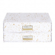 Minilipasto, 2 laatikkoa, BIGSO BIRGER, 33 x 25,5 x K 14,5 cm, Valkoinen / Splash Gold