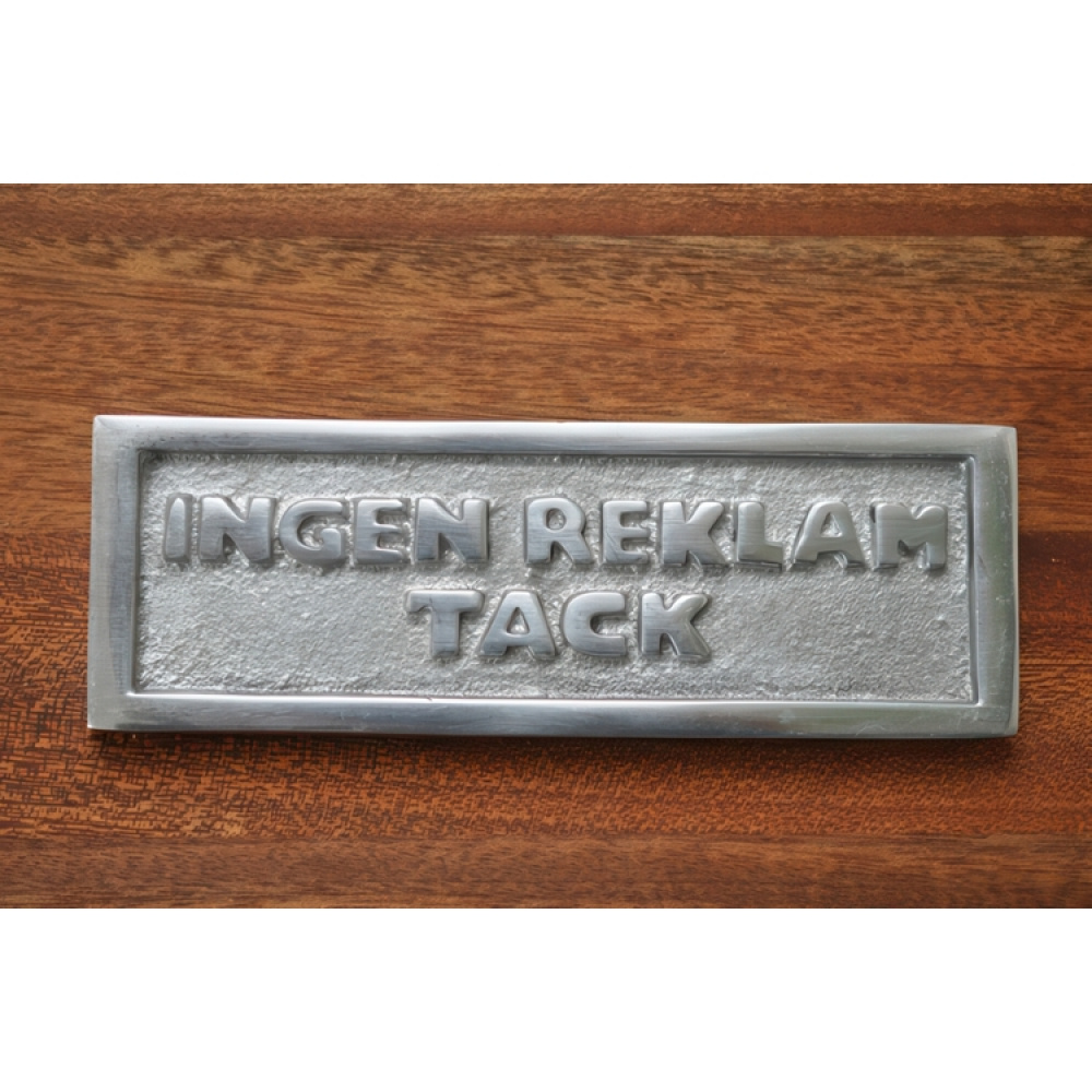 Alumiinikyltti, Ei mainoksia kiitos ryhmässä Säilytys / Magnetit ja itsekiinnittyvät / Kyltit ja tarrat @ SmartaSaker.se (42616)