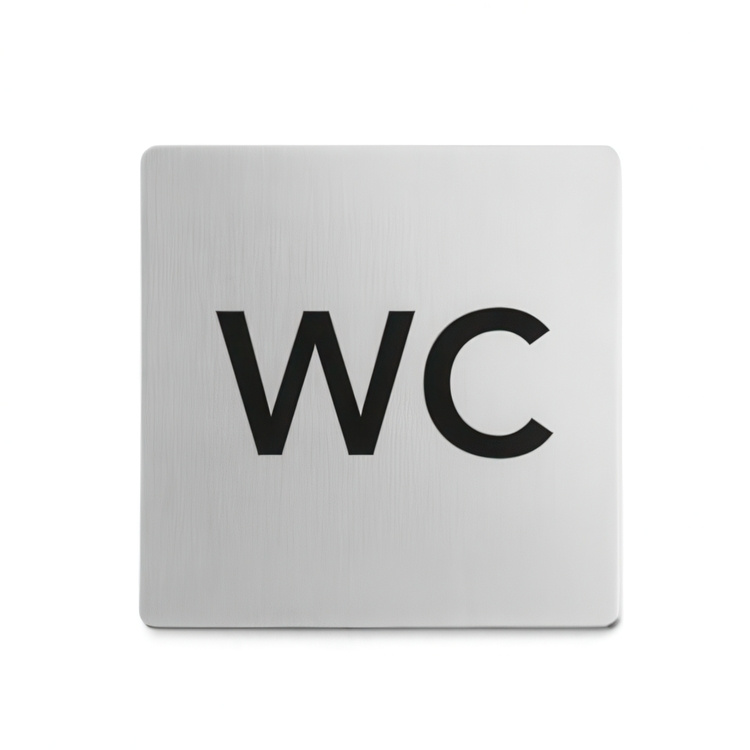 WC-kyltti ruostumatonta terästä, 8 x 8 cm ryhmässä Säilytys / Magnetit ja itsekiinnittyvät / Kyltit ja tarrat @ SmartaSaker.se (42637)