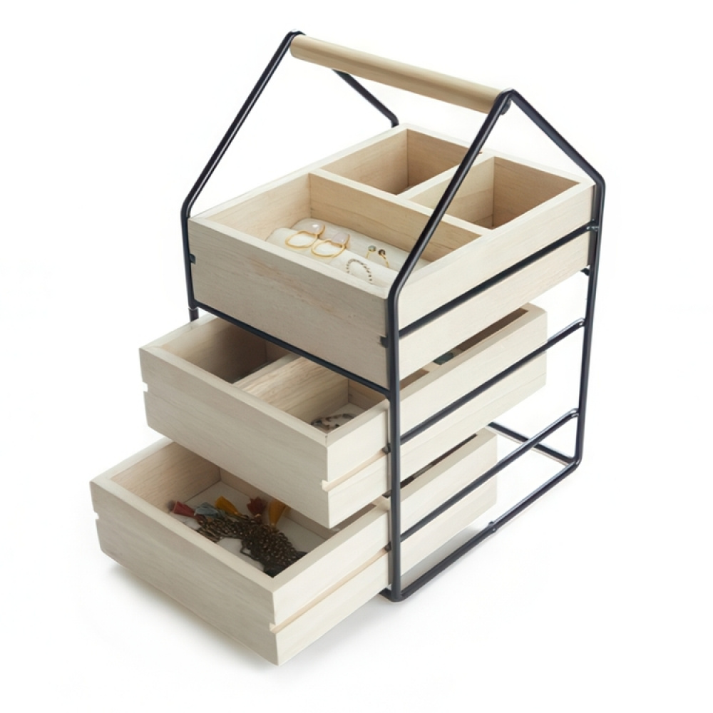 Korurasia, WOODEN HOUSE, 19,5 x 17 x K 30 cm, Luonnonväri / Musta ryhmässä Säilytys / Kylpyhuoneen säilytys / Meikkivarastointi @ SmartaSaker.se (42714)