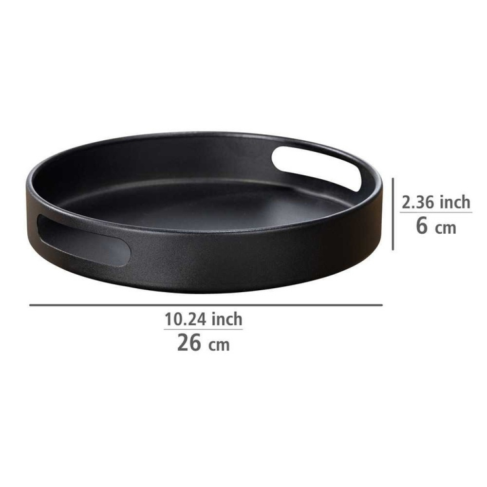 Pyörivä tarjotin korkealla reunalla, musta teräs, 26 cm ryhmässä Säilytys / Keittiön säilytys / Järjestä keittiökaapit / Maustehyllyt @ SmartaSaker.se (42732)