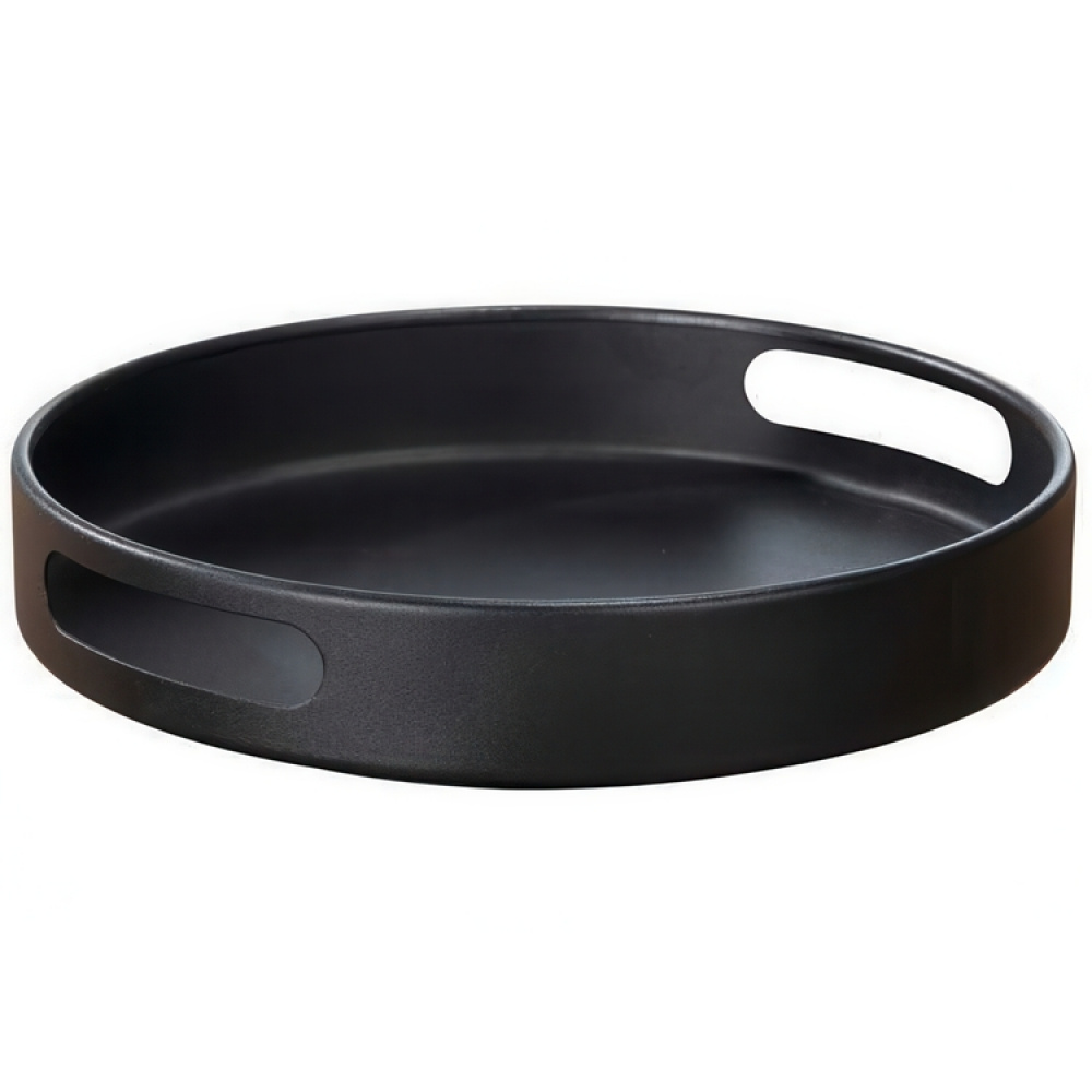 Pyörivä tarjotin korkealla reunalla, musta teräs, 26 cm ryhmässä Säilytys / Keittiön säilytys / Järjestä keittiökaapit / Maustehyllyt @ SmartaSaker.se (42732)