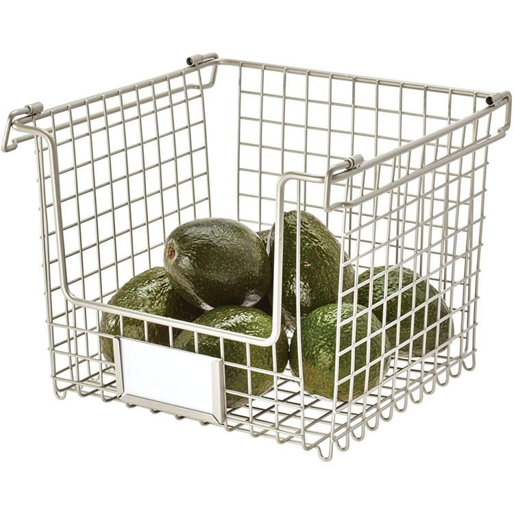 Pinottava metallikori etikettipidikkeellä, Medium Hopea ryhmässä Säilytys / Keittiön säilytys @ SmartaSaker.se (42805)