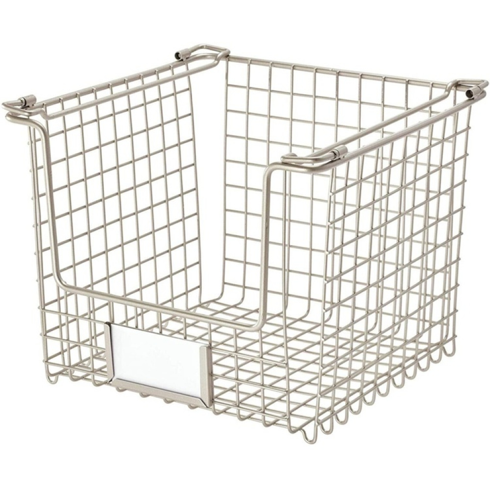 Pinottava metallikori etikettipidikkeellä, Medium Hopea ryhmässä Säilytys / Keittiön säilytys @ SmartaSaker.se (42805)