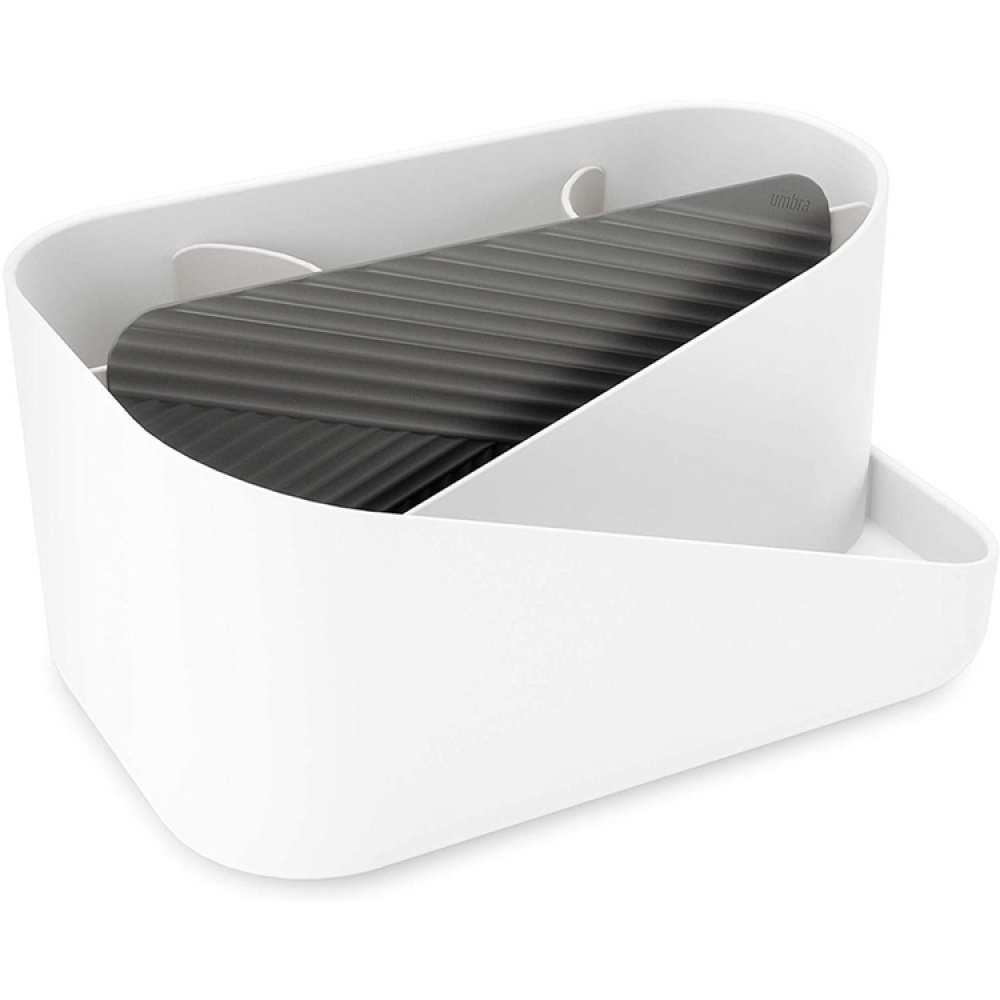 Hiustenkuivaajateline ym., UMBRA GLAM HAIR TOOLS ORGANISER, 26,5 x 17 x K 12,5 cm, valkoinen/harmaa ryhmässä Säilytys / Kylpyhuoneen säilytys @ SmartaSaker.se (42870)