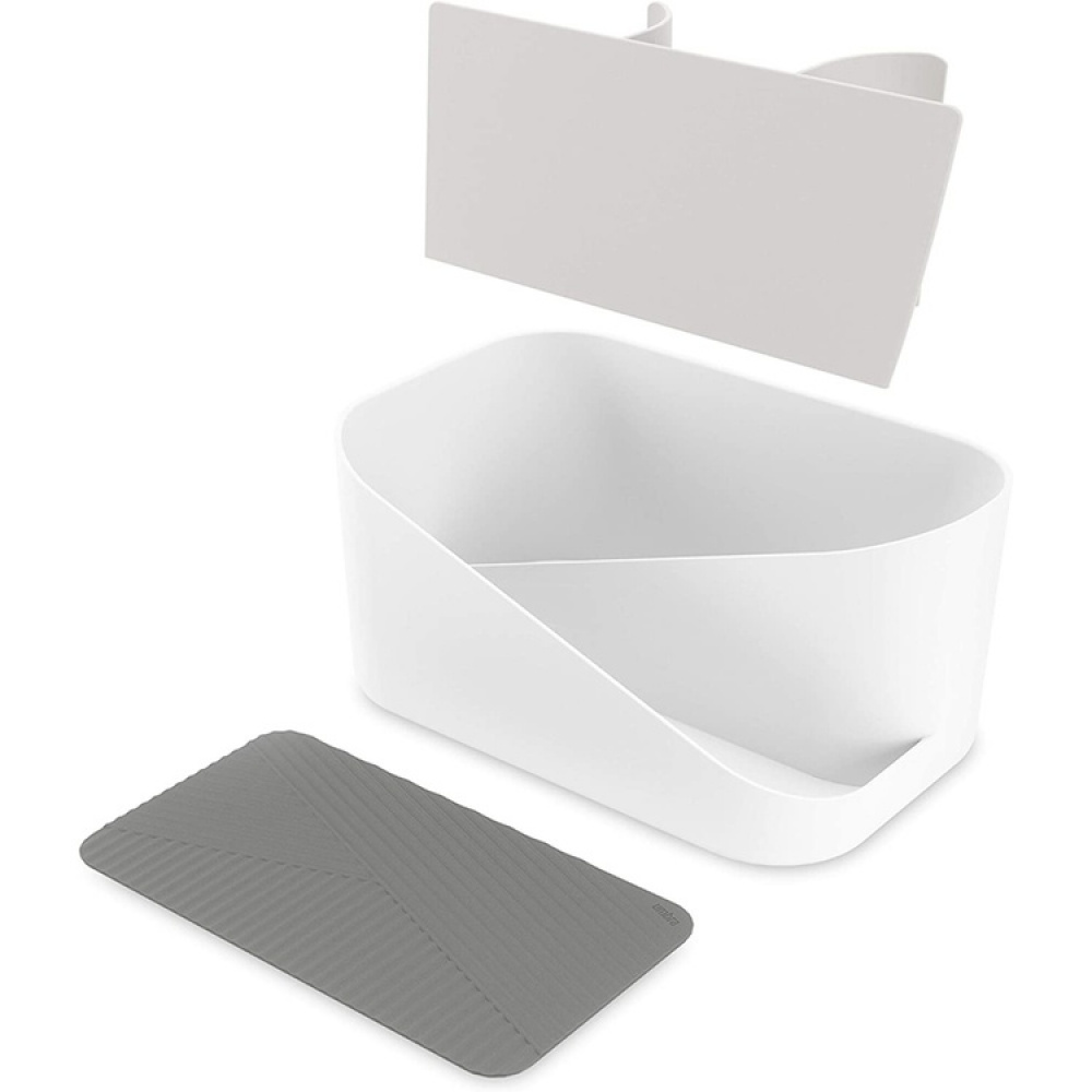 Hiustenkuivaajateline ym., UMBRA GLAM HAIR TOOLS ORGANISER, 26,5 x 17 x K 12,5 cm, valkoinen/harmaa ryhmässä Säilytys / Kylpyhuoneen säilytys @ SmartaSaker.se (42870)