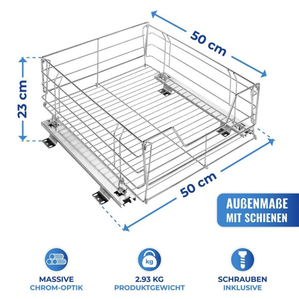 Ulosvedettävä hylly keittiökaappiin, 50x50 cm ryhmässä Säilytys / Keittiön säilytys / Järjestä keittiökaapit @ SmartaSaker.se (43162)
