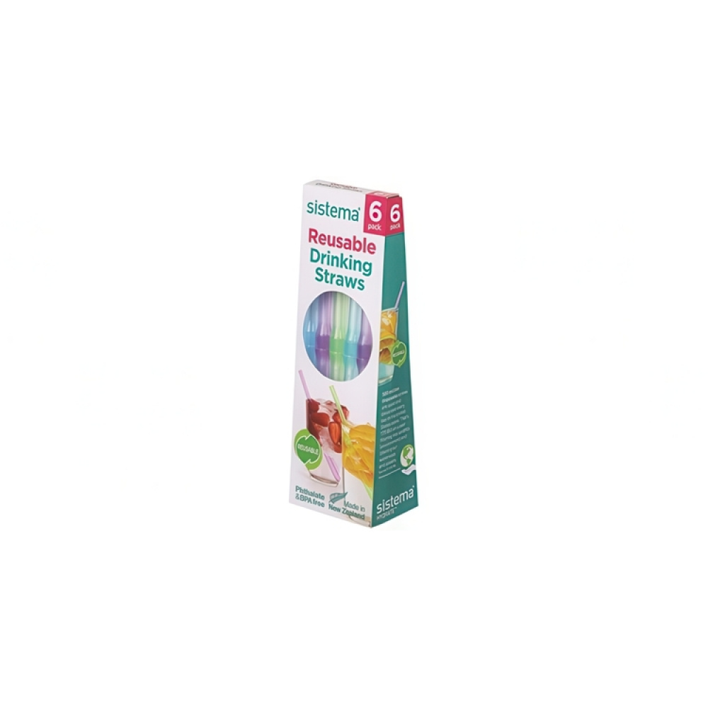 Uudelleenkäytettävät, helposti pestävät pillit, SISTEMA HYDRATE REUSABLE, 6 pilliä, sininen, vihreä ja liila ryhmässä Säilytys / Keittiön säilytys @ SmartaSaker.se (43251)